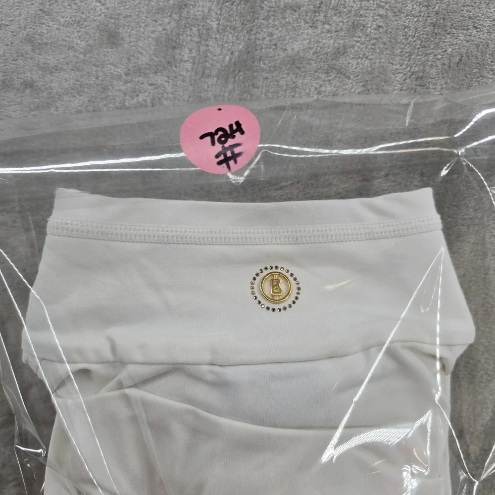 Bogner Women XS Quarter Zip Pullover White Fringe Long Sleeve Logo Top - Picture 10 of 10